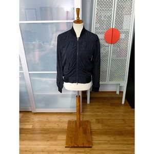 Vince. Washed Shrunken Bomber Jacket in Black